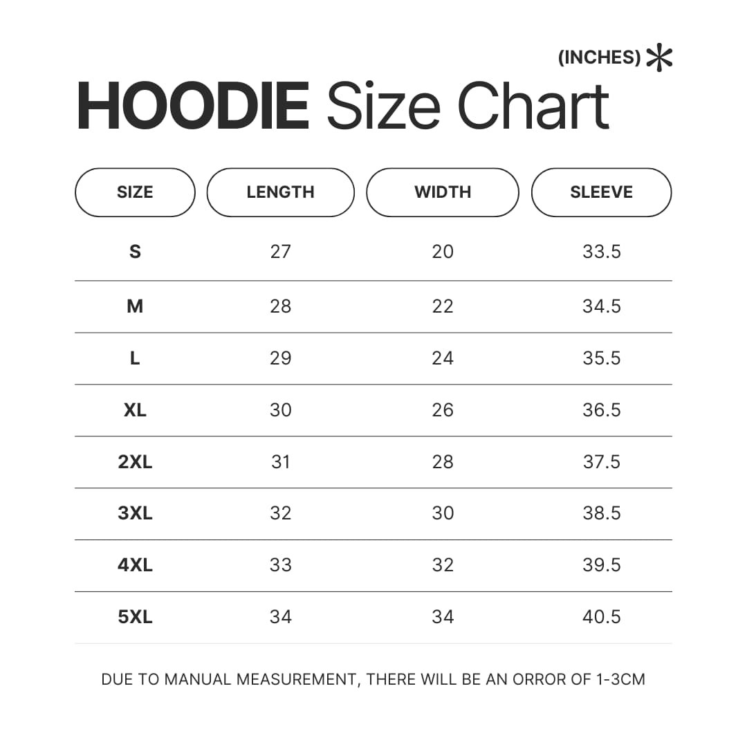 Hoodie Size Chart - Cbum Merch