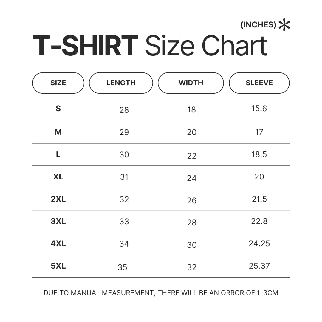 T shirt Size Chart - Cbum Merch