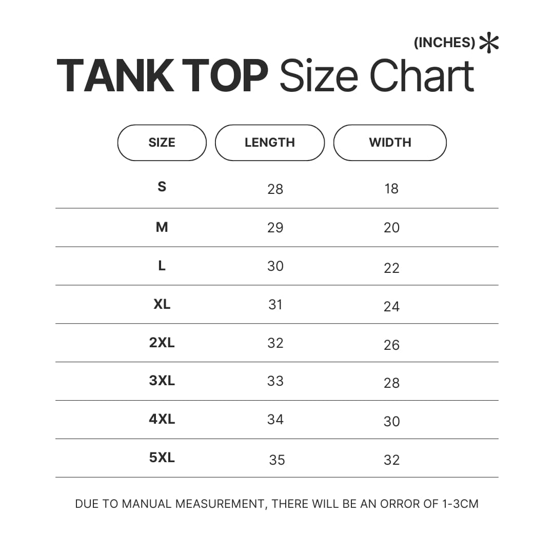 Tank Top Size Chart - Cbum Merch