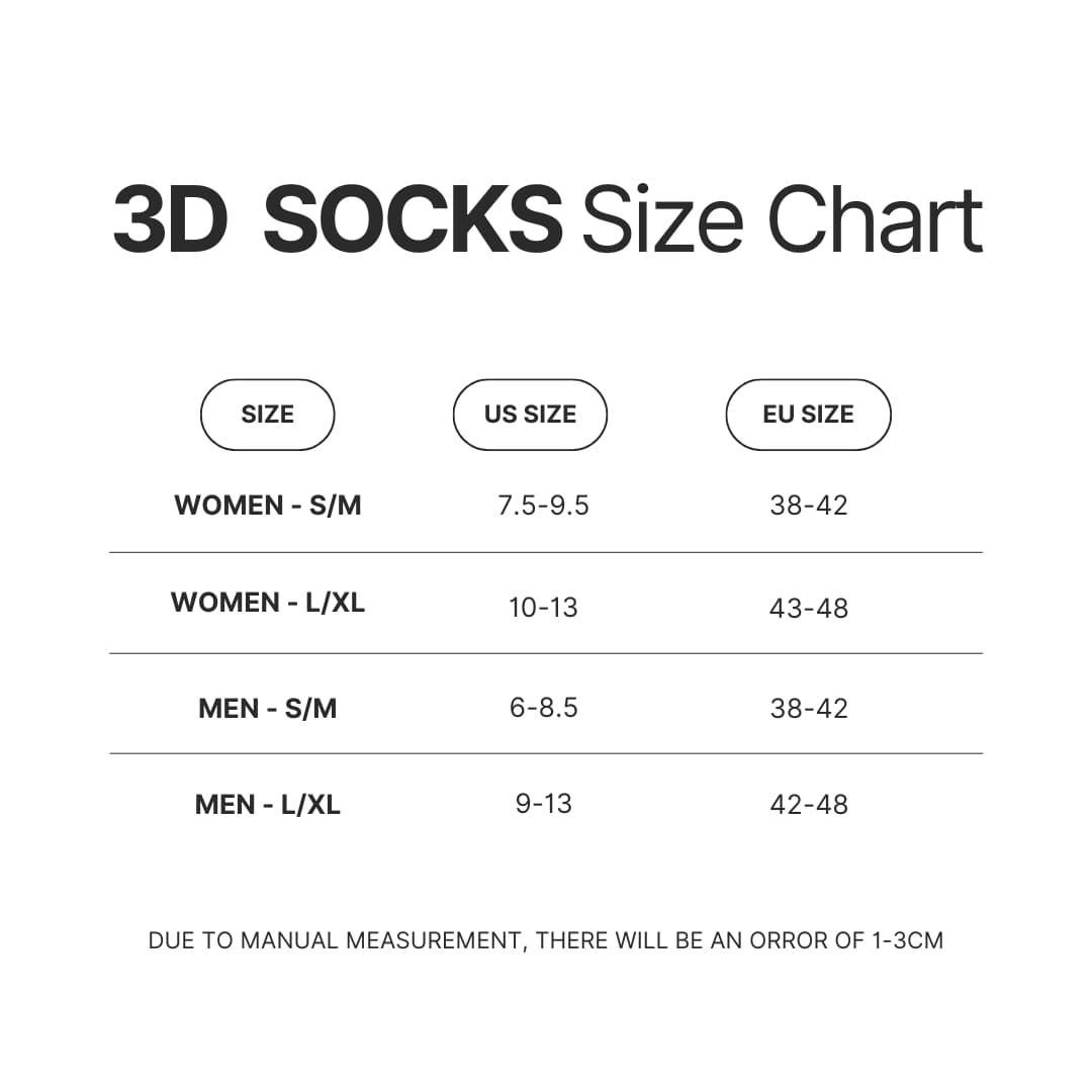 3D Socks Size Chart - Cbum Merch
