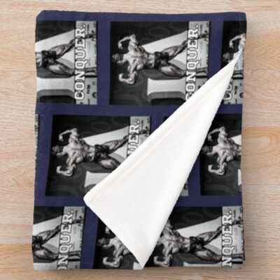 Alternative view of Chris Bumstead Mr Olympia Cbum Bodybuilding Conquer Throw Blanket