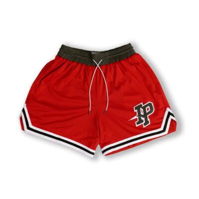 Sporty Cbum Style Red Workout Shorts